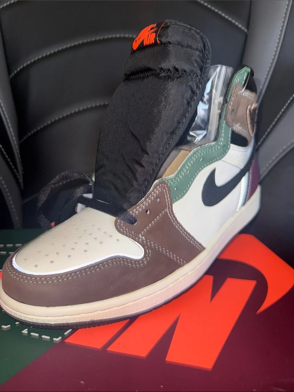 Nike Men's High-Top Sneakers — Brown, White, Green & Black